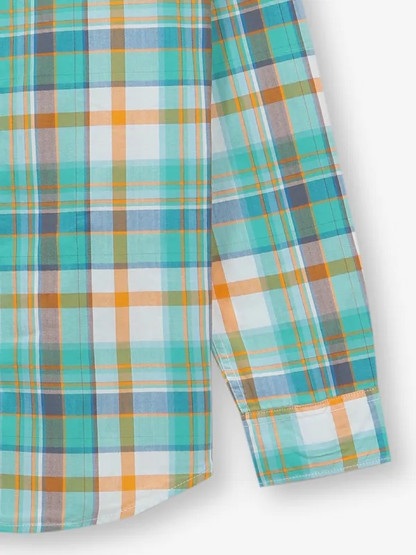 PEPE JEANS sage green checks cotton shirt