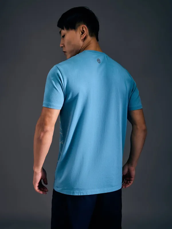 PEPE JEANS sky blue printed cotton t-shirt for men
