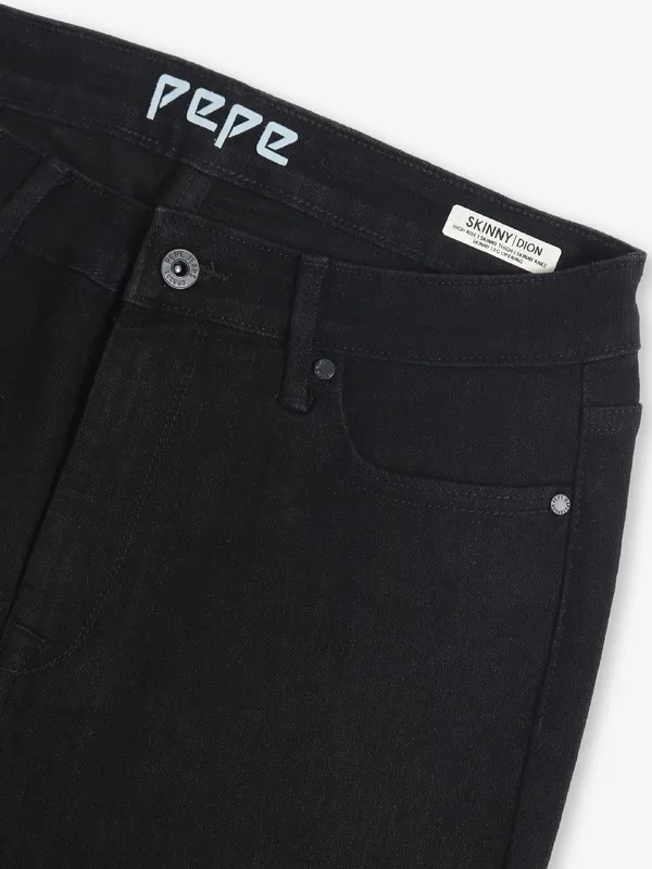 PEPE JEANS solid black denim jeans