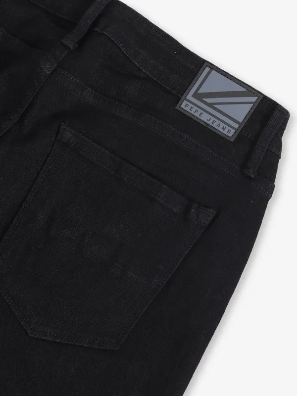 PEPE JEANS solid black denim jeans