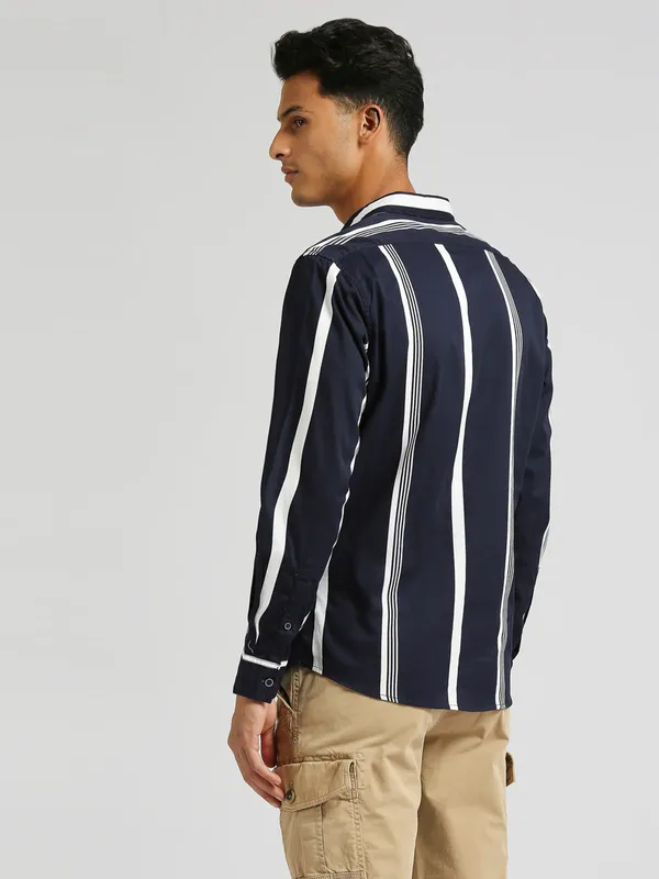 PEPE JEANS stripe navy cotton shirt