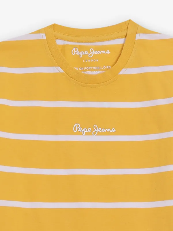 PEPE JEANS striped yellow cotton t-shirt