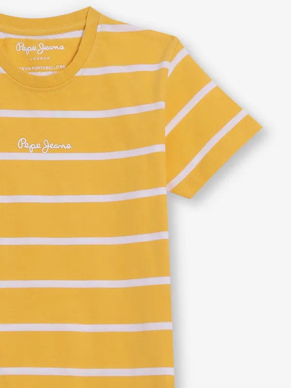 PEPE JEANS striped yellow cotton t-shirt