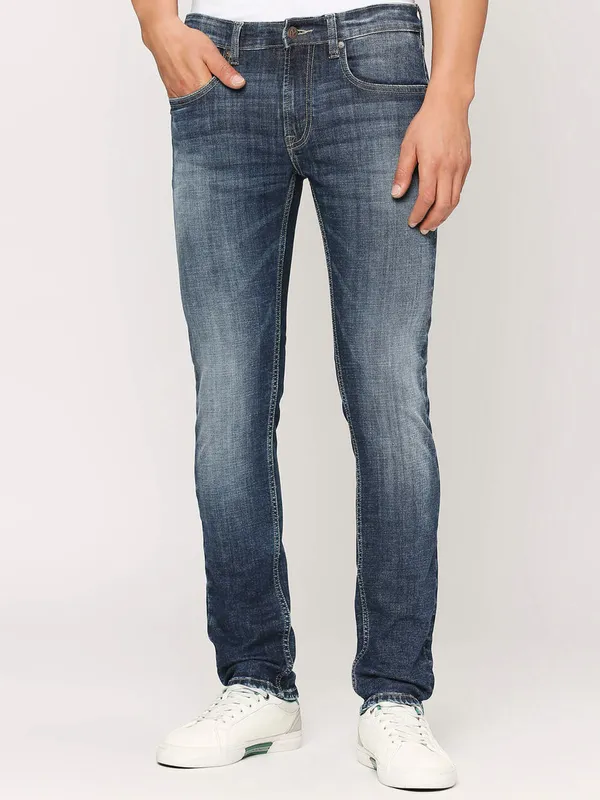 Pepe Jeans washed dark blue denim jeans