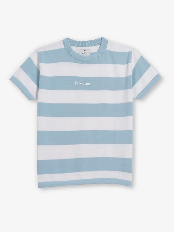 PEPE JEANS white and light blue woolen t-shirt