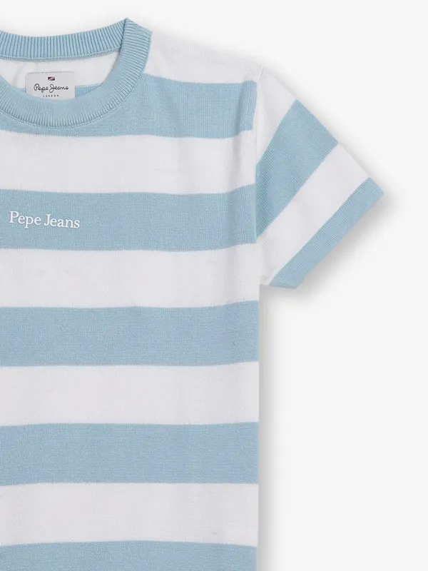 PEPE JEANS white and light blue woolen t-shirt
