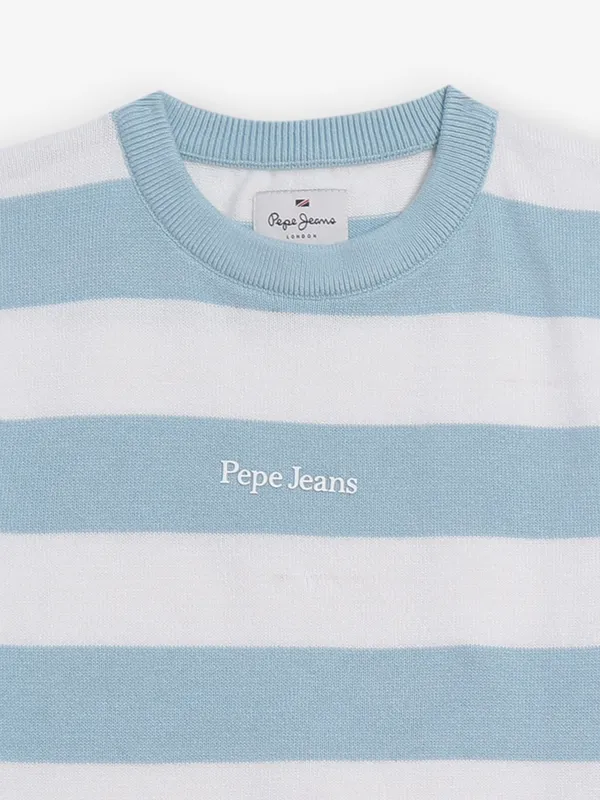 PEPE JEANS white and light blue woolen t-shirt