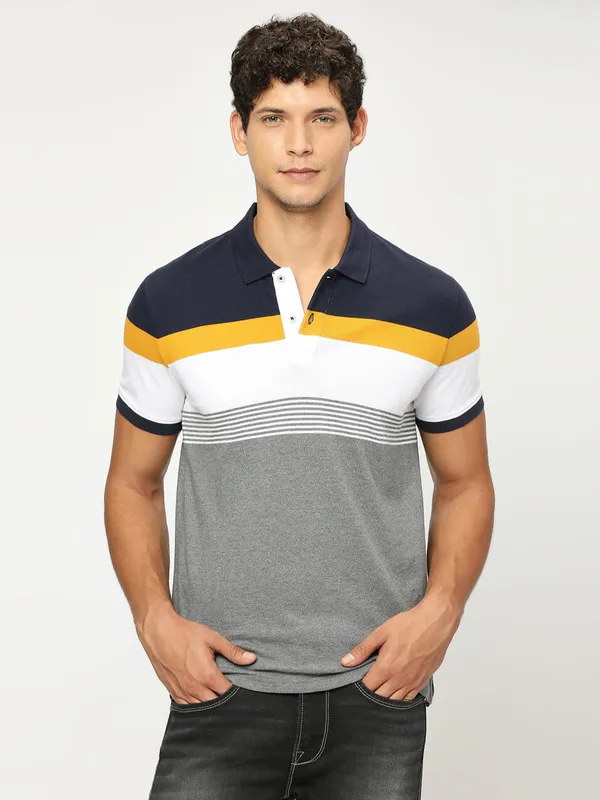 Pepe Jeans white and yellow stripe t shirt