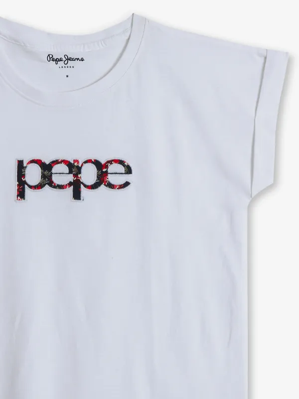 PEPE JEANS white brand name t-shirt