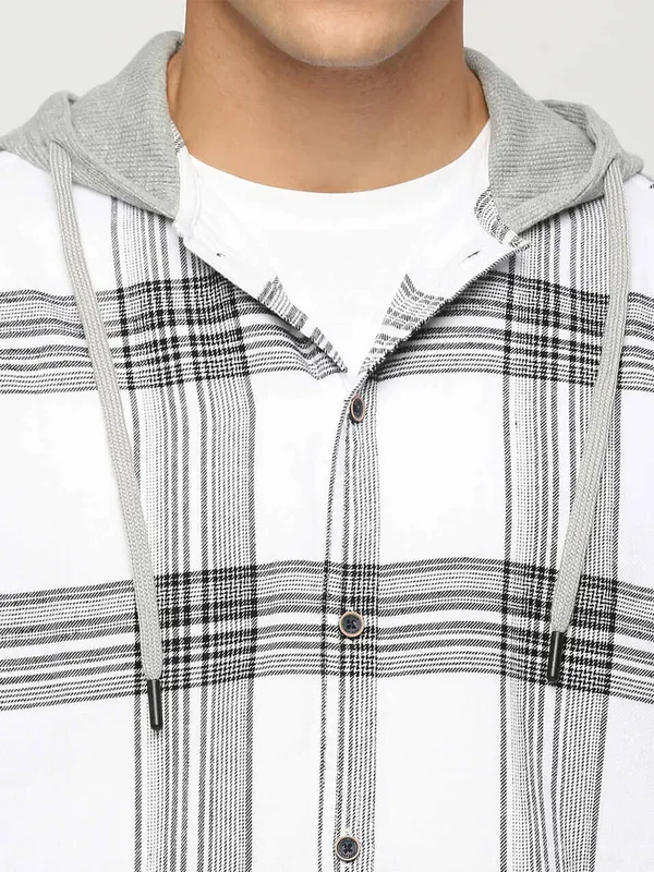 Pepe Jeans white checks hoodie shirt