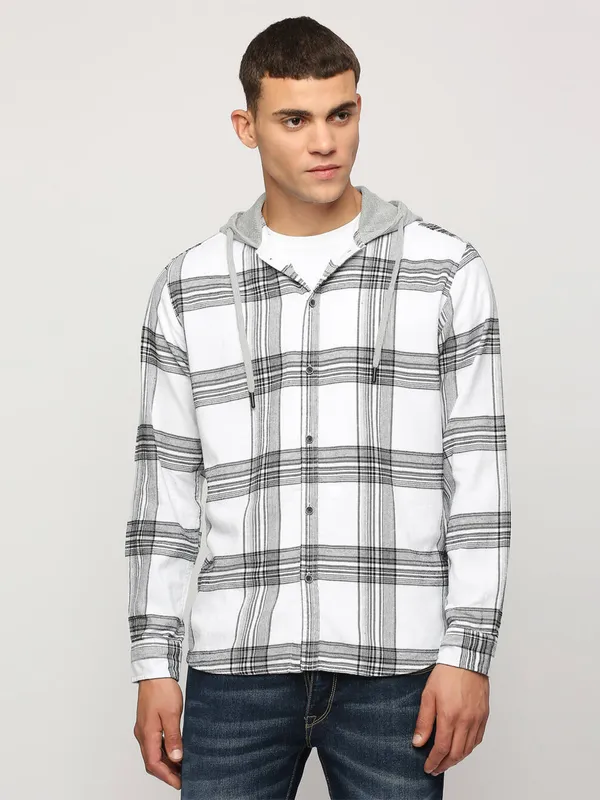 Pepe Jeans white checks hoodie shirt