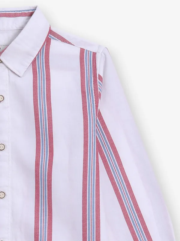 PEPE JEANS white cotton shirt with stripe