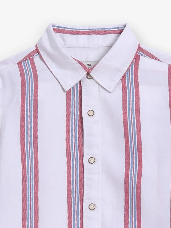 PEPE JEANS white cotton shirt with stripe
