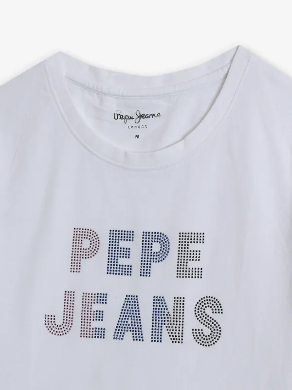 PEPE JEANS white cotton slim t-shirt