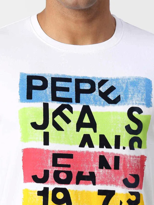Pepe Jeans white half sleeves cotton t shirt