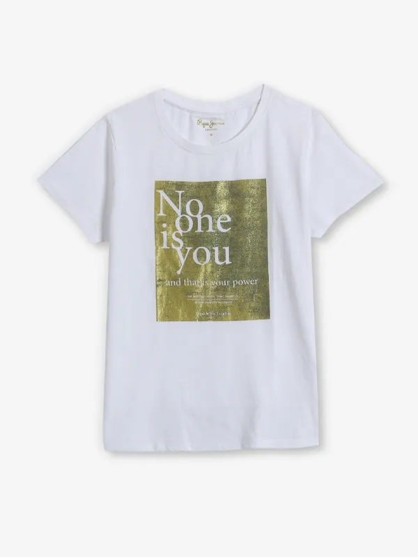 PEPE JEANS white printed t-shirt in cotton fabric
