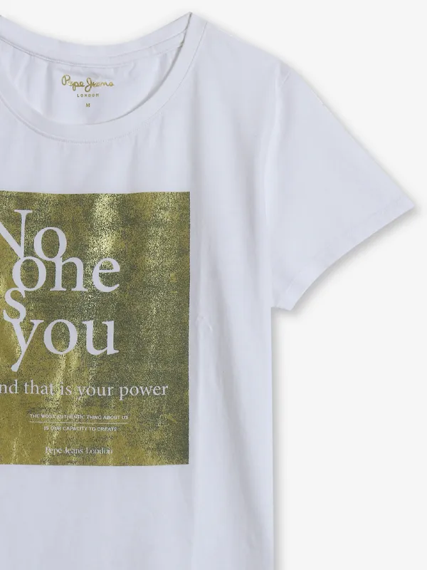 PEPE JEANS white printed t-shirt in cotton fabric