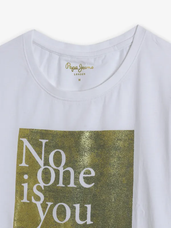 PEPE JEANS white printed t-shirt in cotton fabric