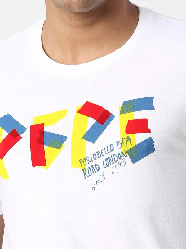 Pepe Jeans white t shirt with half sleeves