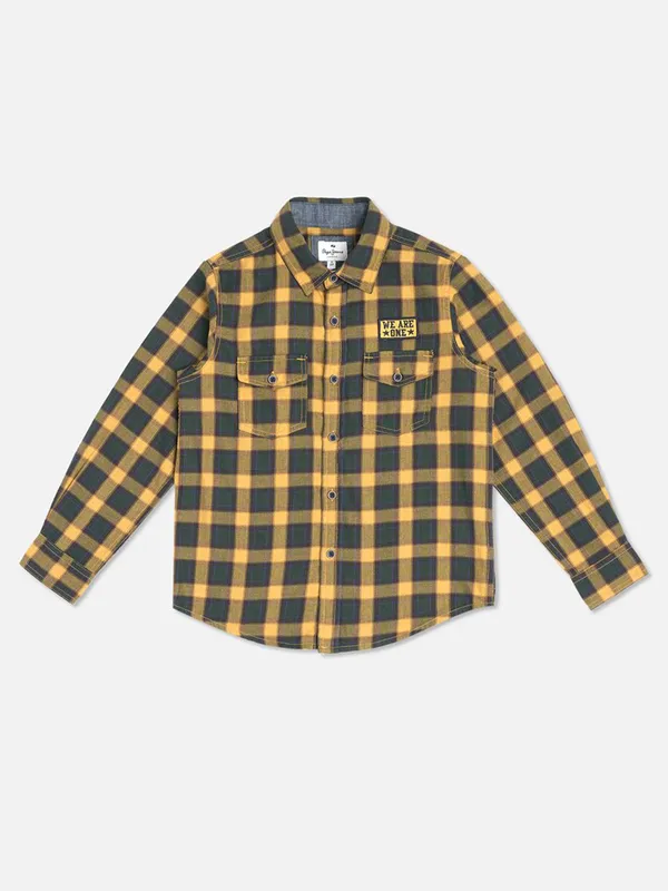 Pepe Jeans yellow and green checks shirt