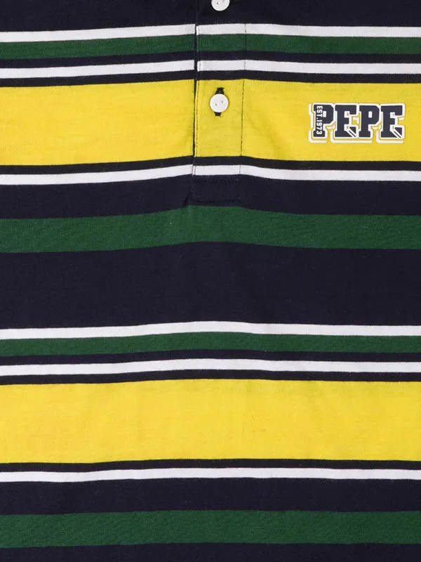 Pepe Jeans yellow and navy stripe cotton t shirt