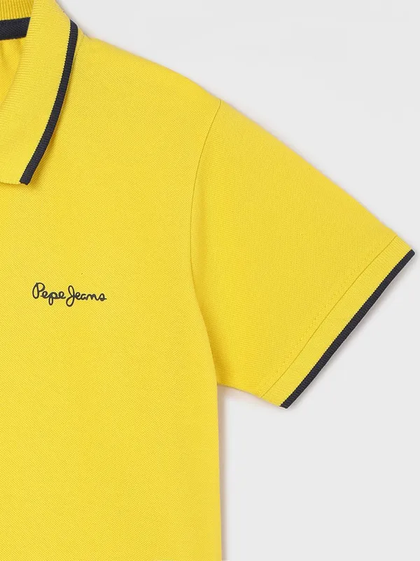 PEPE JEANS yellow cotton polo t-shirt