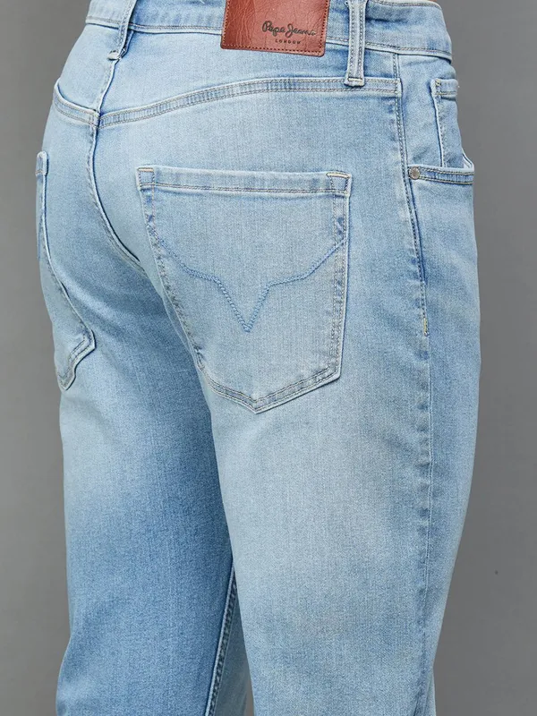 PEPE light blue washed regular fit denim jeans