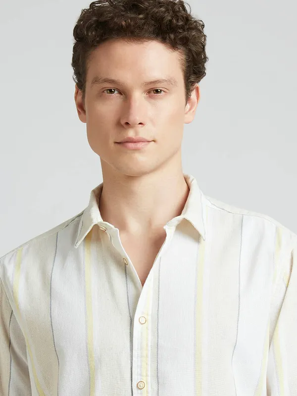 PEPE lime striped casual cotton shirt