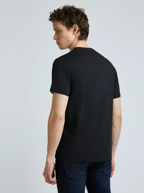 PEPE logo printed black cotton t-shirt