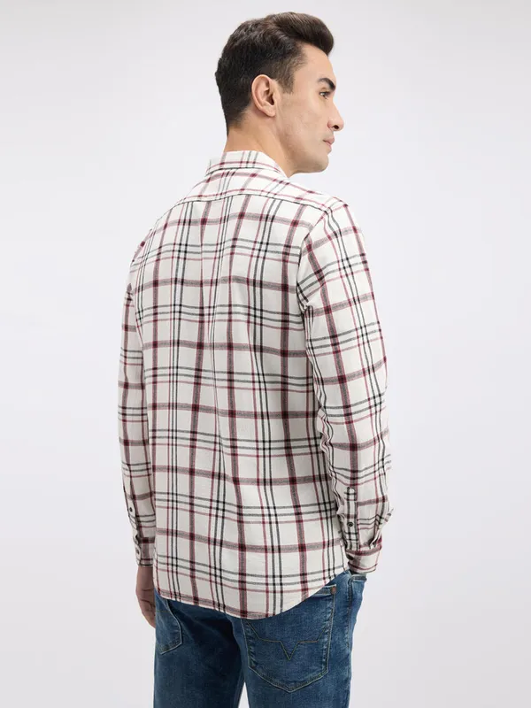 PEPE maroon and white flannel casual shirt