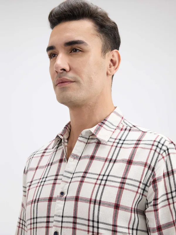 PEPE maroon and white flannel casual shirt