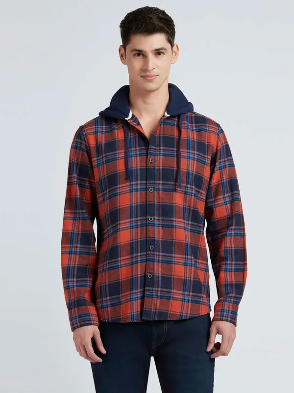 PEPE men navy and brown hoody cotton shirt