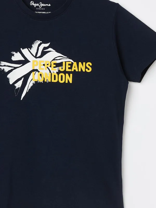PEPE navy printed cotton t-shirt