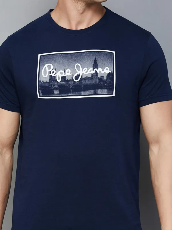 PEPE navy slim fit cotton casual t-shirt for men