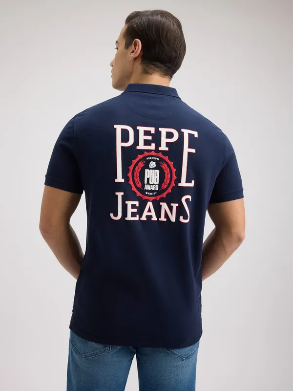 PEPE navy slim fit cotton t-shirt for men