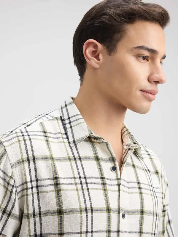 PEPE olive checks cotton shirt