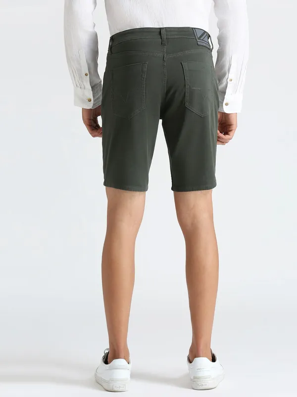 PEPE olive solid cotton shorts