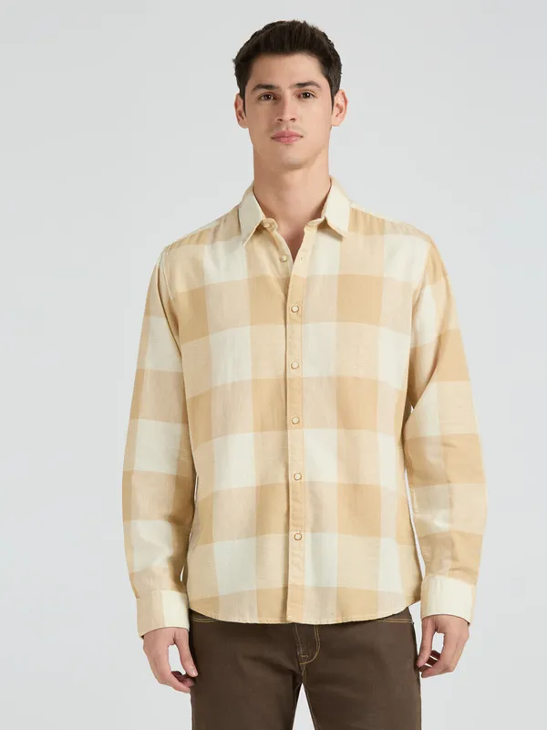 PEPE peach cotton shirt with checks
