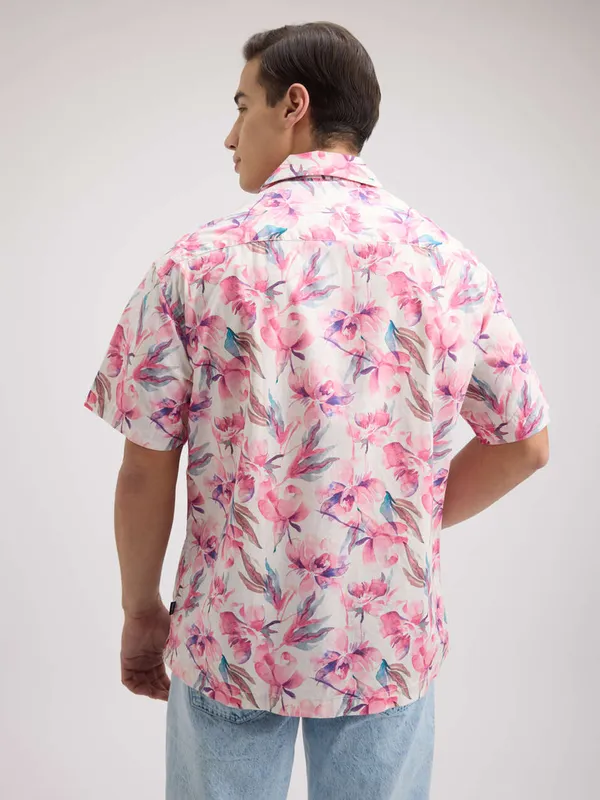 PEPE pink floral printed cotton shirt