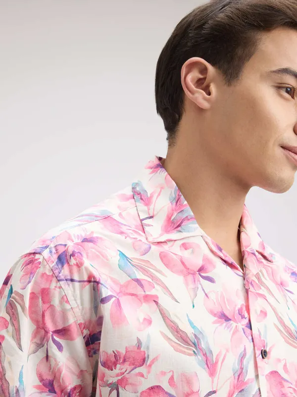 PEPE pink floral printed cotton shirt