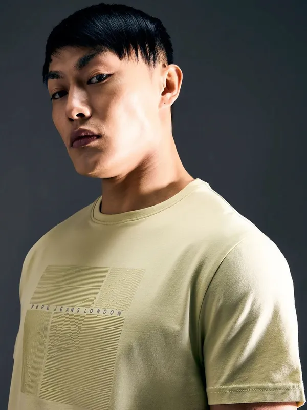 PEPE pista green cotton slim fit casual t-shirt