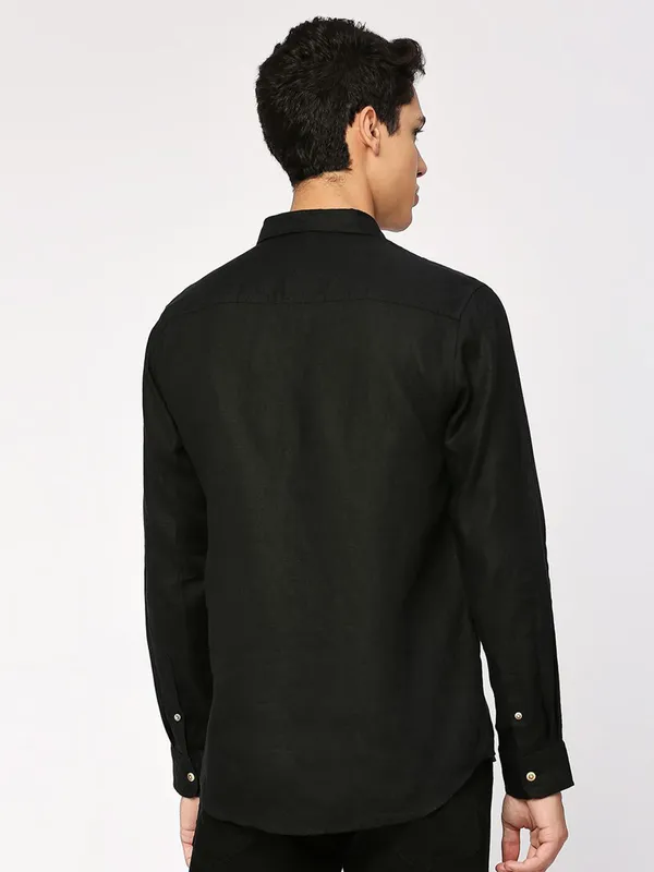 PEPE plain black shirt in cotton fabric