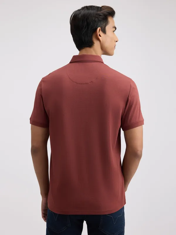 PEPE plain brown polo neck t-shirt
