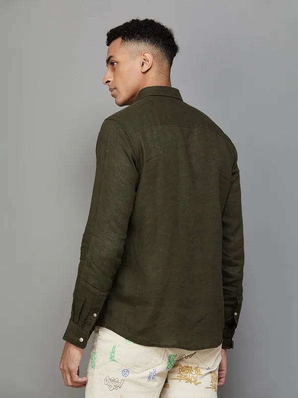 PEPE plain ollive shirt with full sleeves