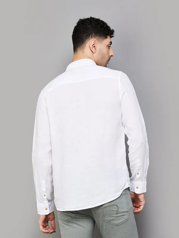 PEPE plain white cotton shirt with cutaway collar