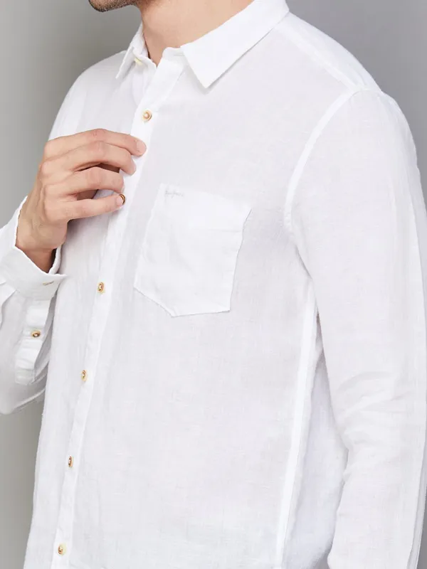 PEPE plain white cotton shirt with cutaway collar