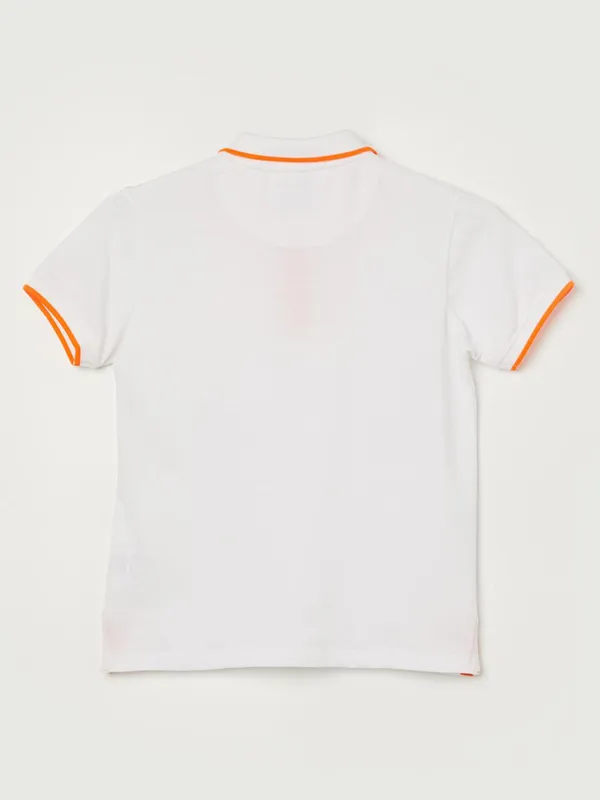 PEPE  plain white cotton t-shirt with orange border