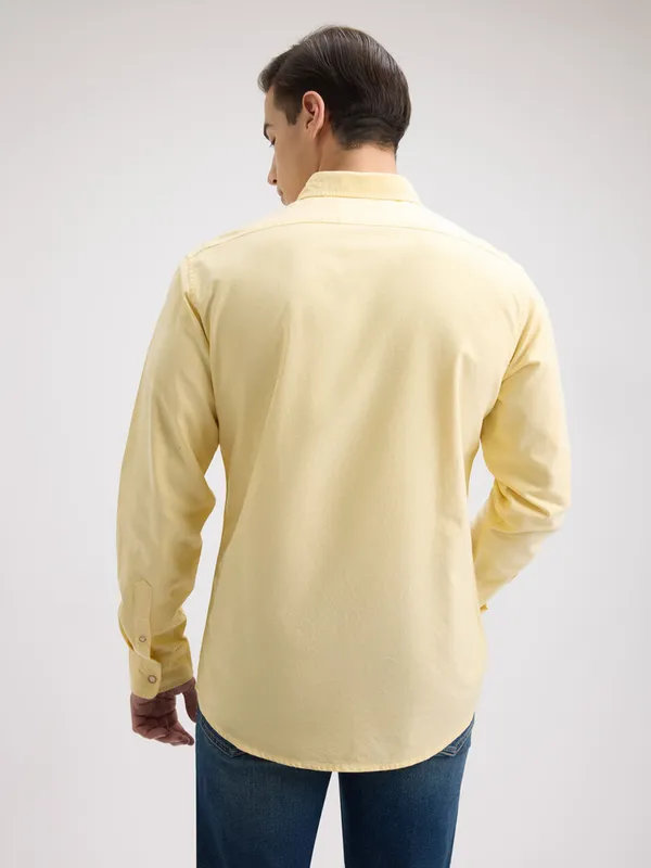 PEPE plain yellow casual wear slim fit mens shirt