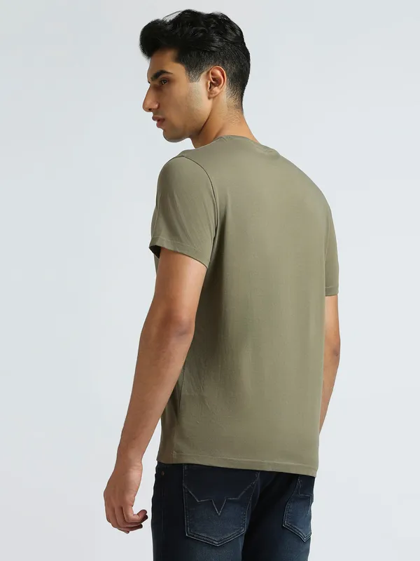 PEPE printed green cotton slim fit t-shirt