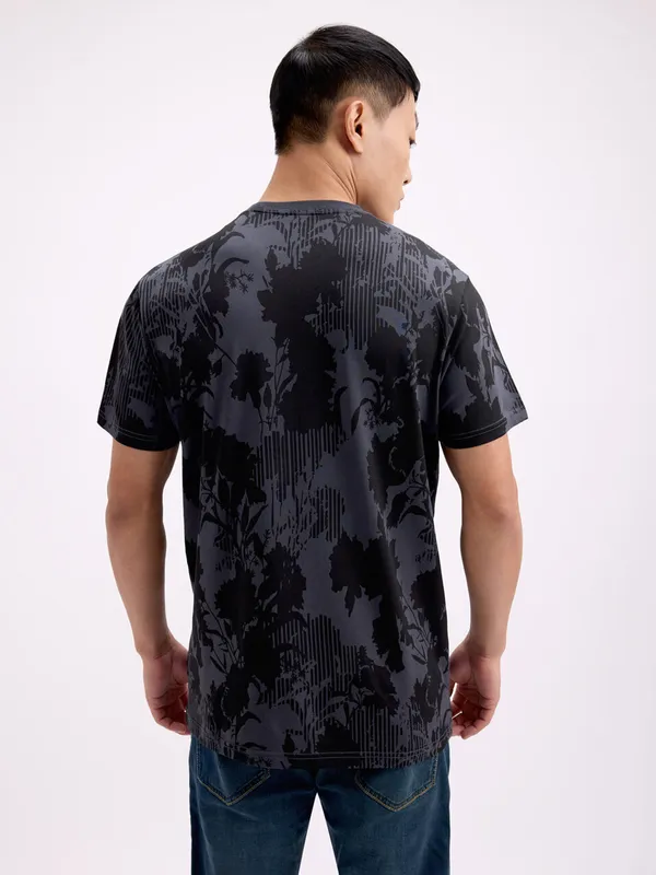 PEPE printed grey cotton slim fit tshirt for men